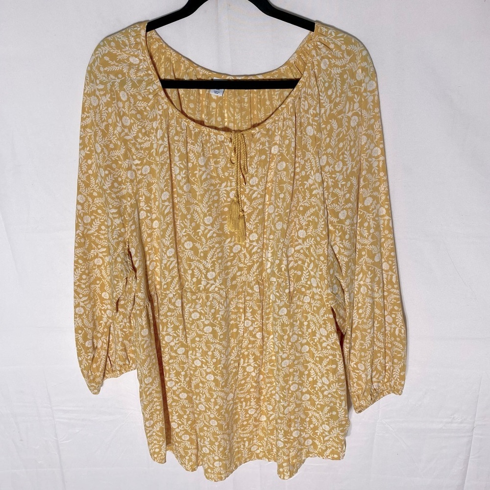 Old Navy Yellow Floral Boho Peasant Style Blouse 3X
